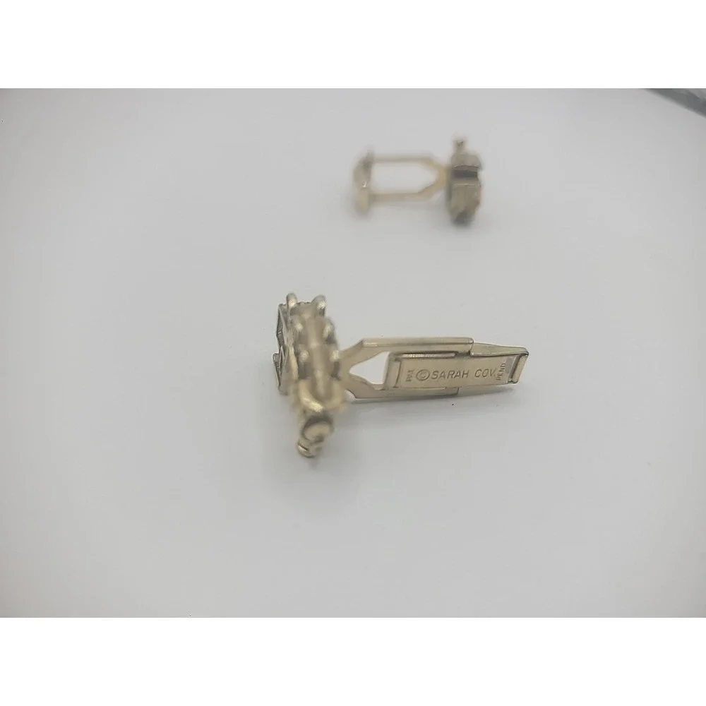 Vintage‎ Sarah Coventry Mens Train Cuff Links Gold Tone Jewelry Costume